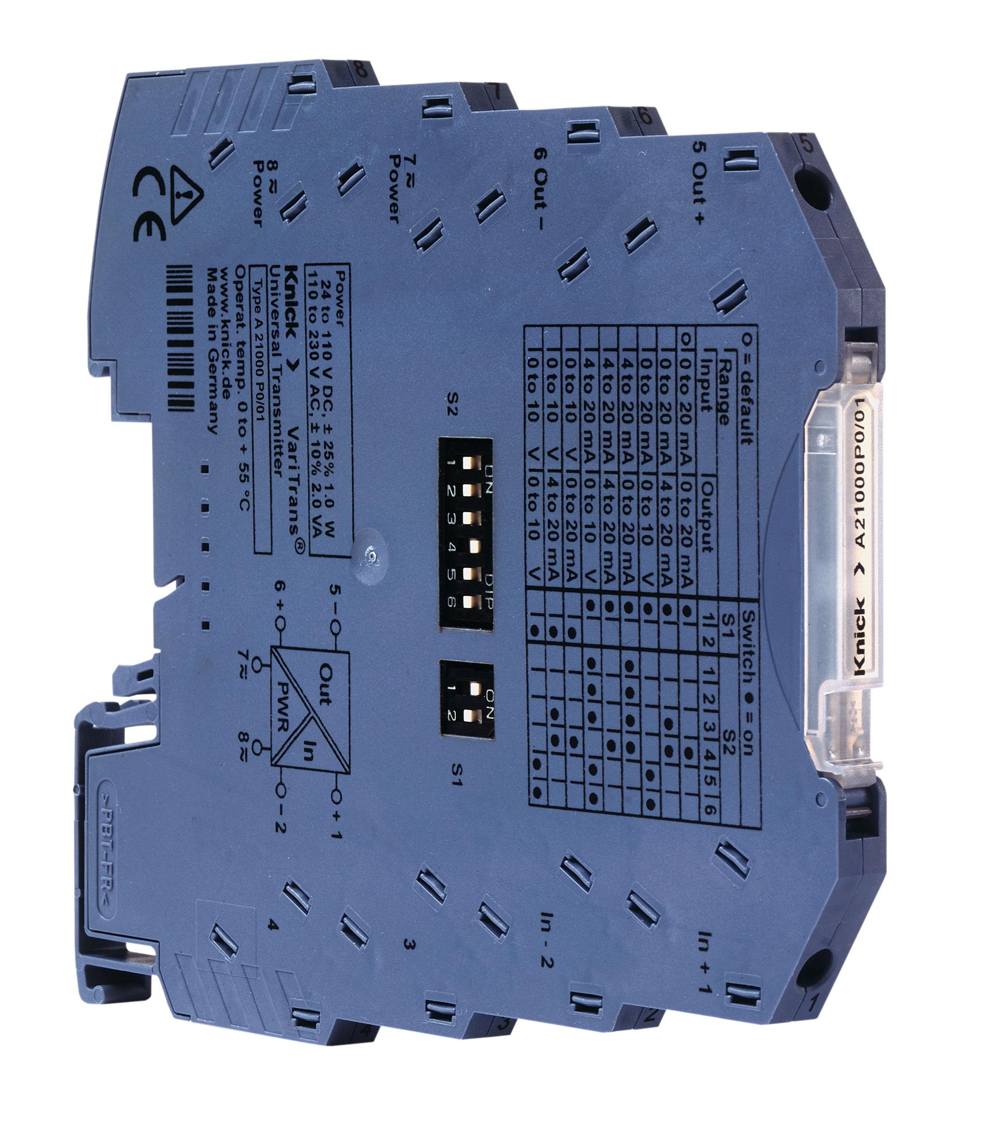 A21000 Normsignal-Trennverstärker | Eingang und Ausgang 0(4) ... 20 mA oder 0 ... 10 V | Isolation bis 300 V